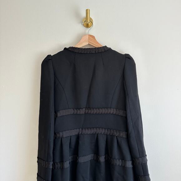 Anthropologie Leifsdottir Button Front Long Sleeve Embellished Coat Black 2 - Picture 8 of 13